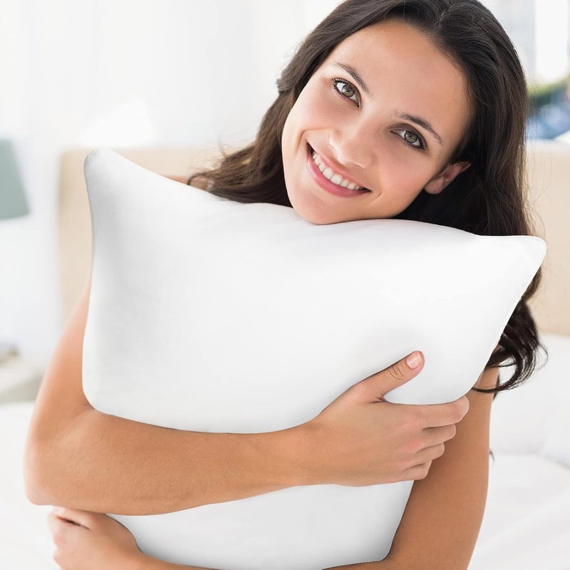 QSWRD 22 x 22 Outdoor Throw Pillow Inserts Set of 2 Waterproof Square Premium Decorative Couch Pillow Stuffers Form Large White Sofa Cushions Indoor - Image 3